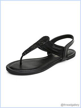 Women's Flat Ankle Strap Sandals Rhinestone Gladiator Summer Casual